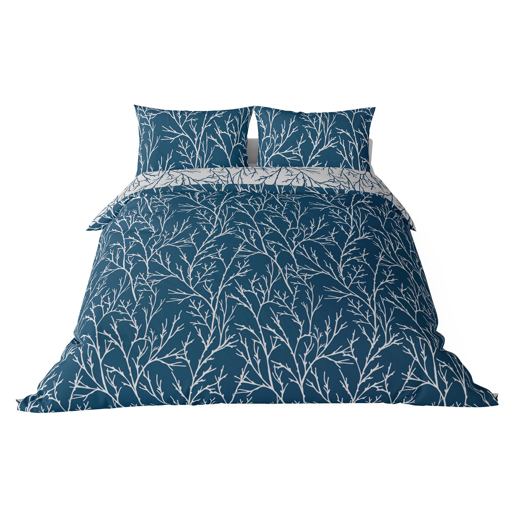 Kleine Wolke, Set di Biancheria da Letto in Raso di Cotone MAKO, 2 pz., 135 x 220 cm, Blu (Blau