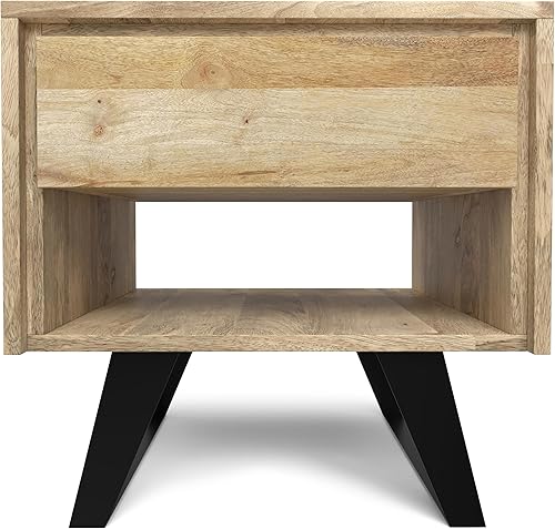 Miniatura 93 de SIMPLIHOME Lowry - Mesa auxiliar cuadrada de madera de acacia maciza y metal, de 22 pulgadas de ancho, moderna, industrial en marrón envejecido café