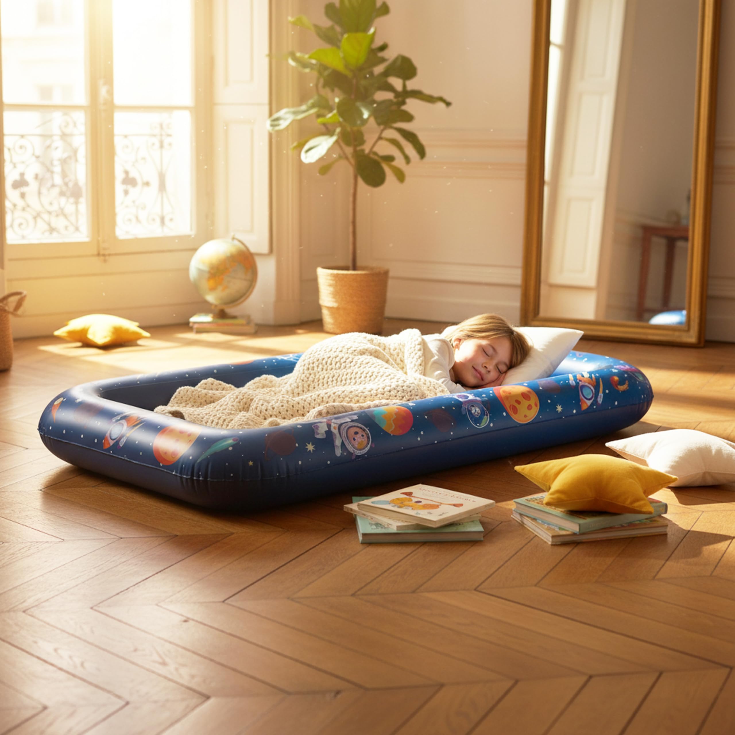 AVENLI Luftmatratze Kinderluftbett aufblasbar DreamAir 152 x 89 x 17,5 cm blau