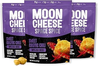 Moon Cheese Space Spice, Sweet Cosmic Chili, Crunchy, Protein-Rich Cheese Snack, Keto Friendly, 100% Real Cheese, Low Carb, Gluten-Free, Low Sugar, 2 Oz bags (Pack of 3)