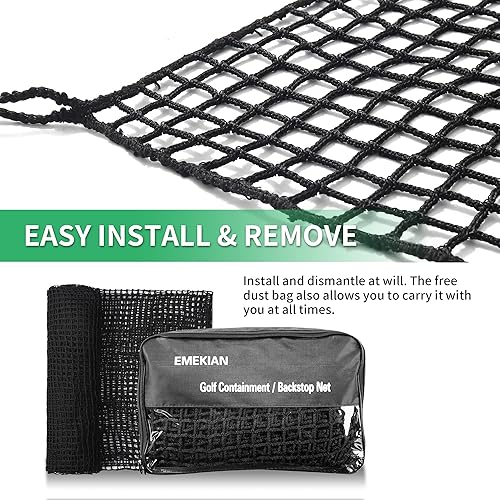 Miniatura 5 de Red de valla de práctica de golf de poliéster negro, red de barrera de pelota de golf resistente, red de sena de golf portátil para interiores y