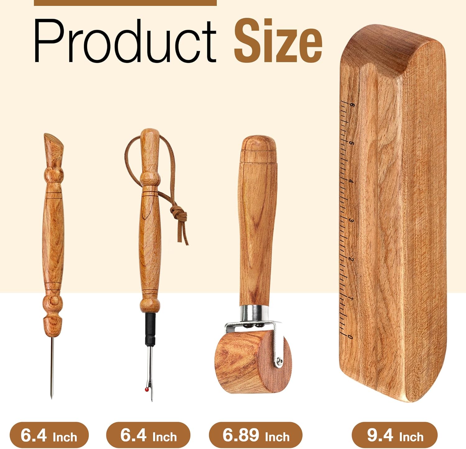 Savina Set 4 - Tailor Clapper/Seam Roller/Stiletto/Seam Rippers for Sewing - Wooden Sewing Quilting Tools