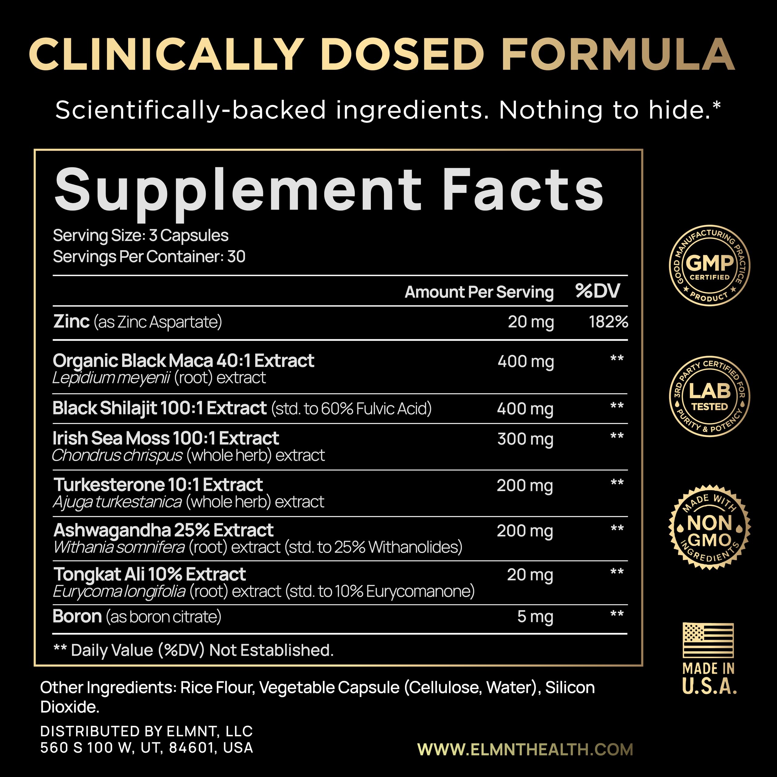 ULTRA MALE® Premium Testosterone Booster for Men w. 100:1 Shilajit, 40:1 Black Maca, Ashwagandha 25%, Tongkat Ali 10% - Clinical Strength Male Enhancing Testosterone Supplement for Men Health Libido+ - 3