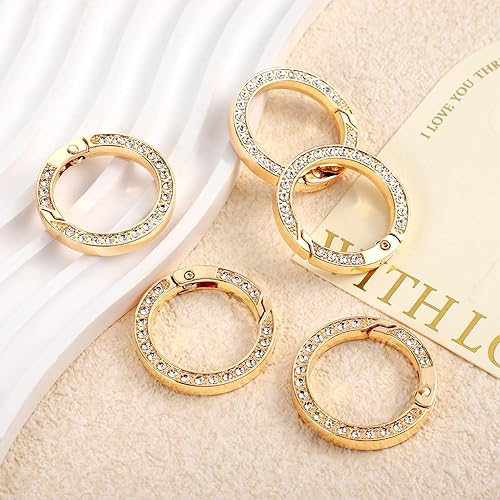 Miniatura 6 de 10 anillos de resorte de diamantes de imitación de 1 pulgada y 0.984 in, hebilla de clip de metal simple, clip de gancho para llaveros de bricolaje