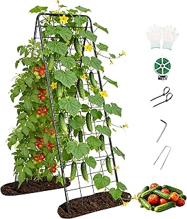 Garden Trellis for Cucumbers, 50 x 16 Inch Adjustable A-Frame Plant Supp...