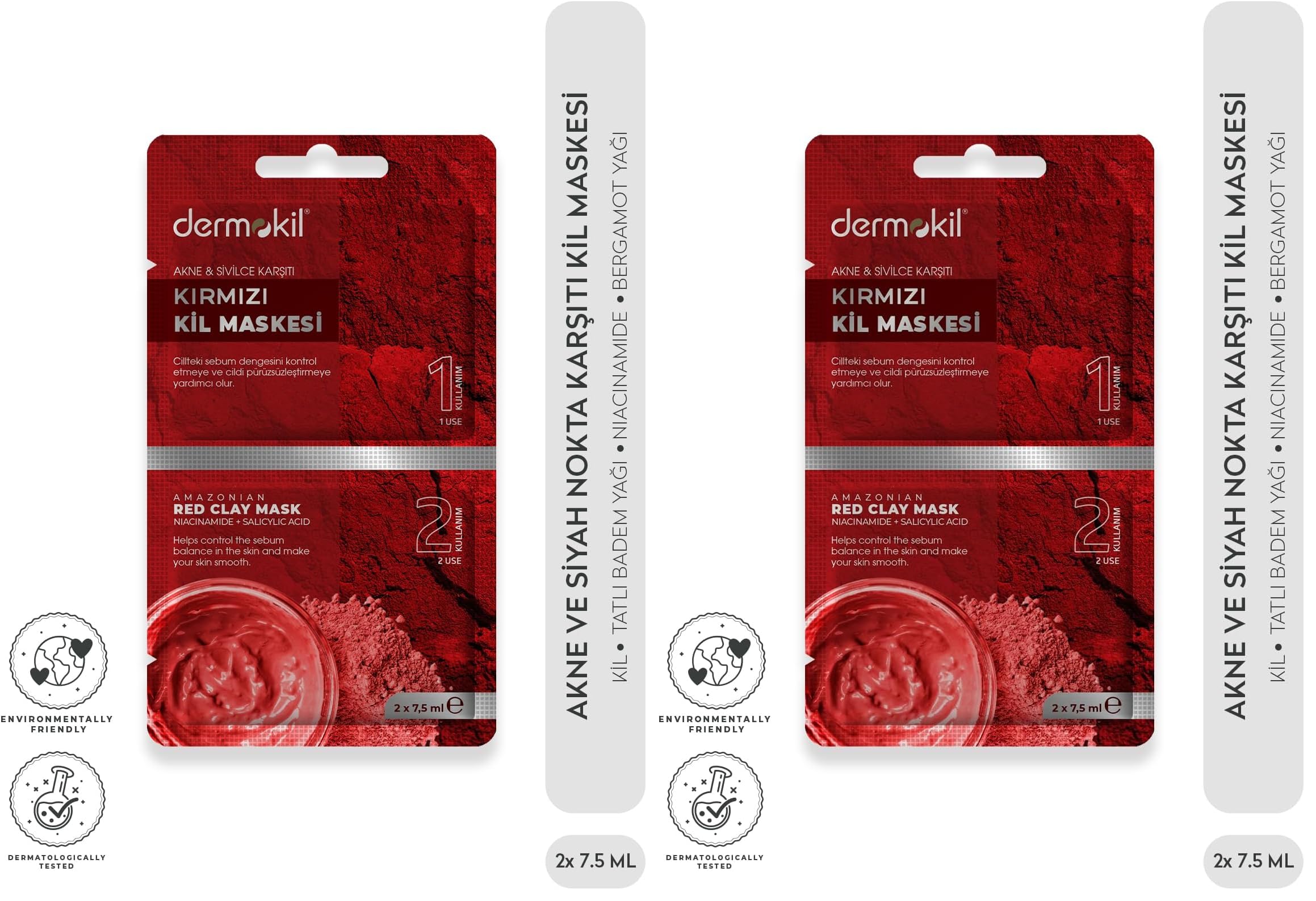 Dermokil Akne ve Siyah Nokta Karşıtı Kil Maskesi 2x 7.5 ml 2li paket