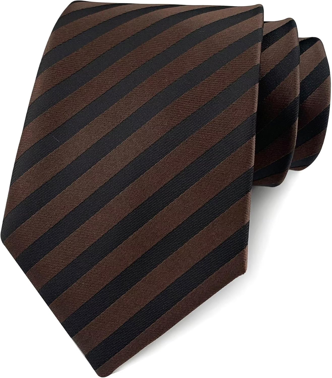 Men's Chocolate Brown Black Stripe Ties Silk Party Suit Dress Unique Autumn Neckties for Office Father's Day - Image 3
