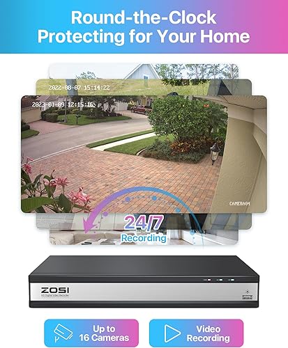 Miniatura 8 de ZOSI Sistema de cámara de seguridad de 1080p de 16 canales con disco duro de 2 TB 16 piezas de 2 MP 1080P resistente a la intemperie cámara de