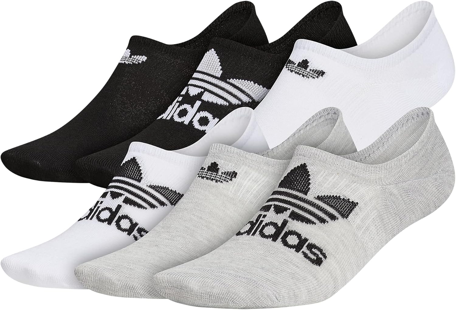 adidas Originals mens Classic Trefoil Superlite Super No Show Socks (6-Pair) , Heather Grey/White/Black, Large : Clothing, Shoes & Jewelry