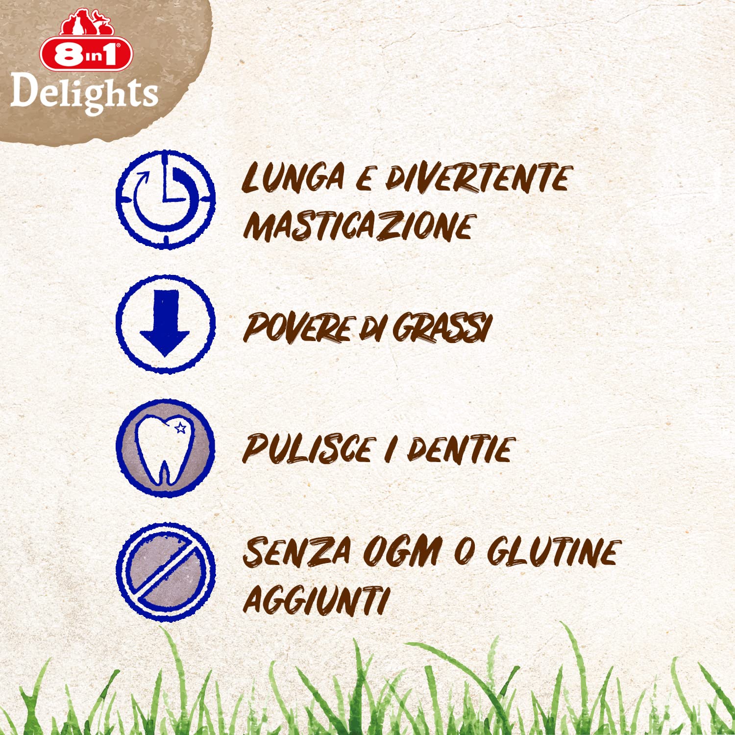 8in1 Delights Beef Bones XS Ossa masticabili per cani piccola taglia sensibili manzo pelle di manzo 7 pezzi