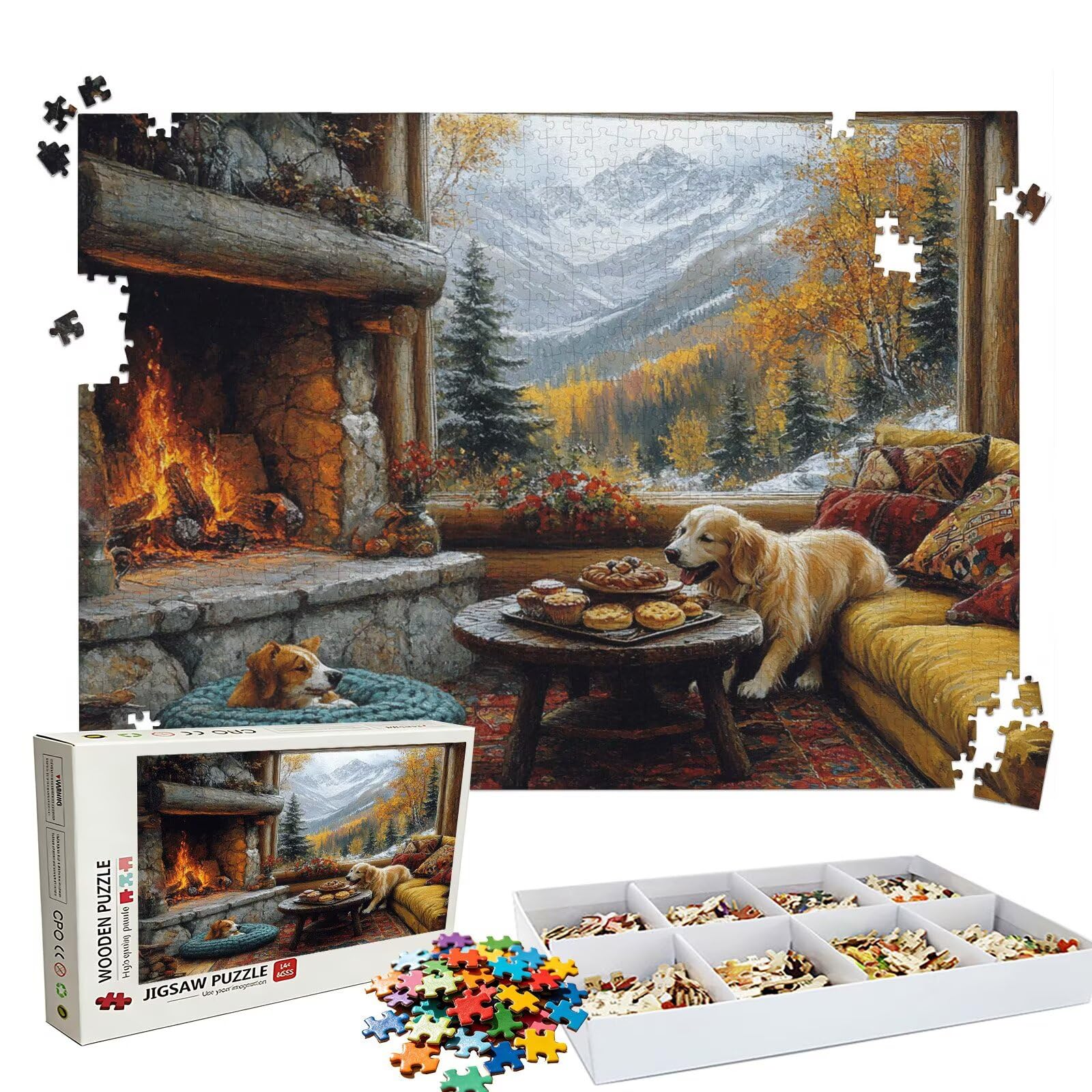 Puzzle 4000 Pezzi cane foresta, Puzzle 4000 Pièces Challenge Impossible, Puzzles 141.5x87.5 cm Taglia Grande Adulti, Giochi Educativo per Famiglie, Regalo Puzzles Classici, Decorazioni Casa W3H-867