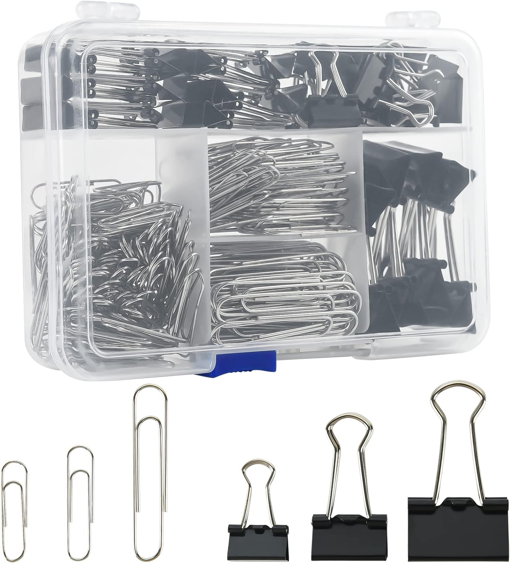 EHME EHME EHME Binder Clips Paper Clips, 340pcs Metal Office Clips Set with Paper Clamps Paperclips for Office and School Supplies, Assorted Large, Medium, Small Sizes
