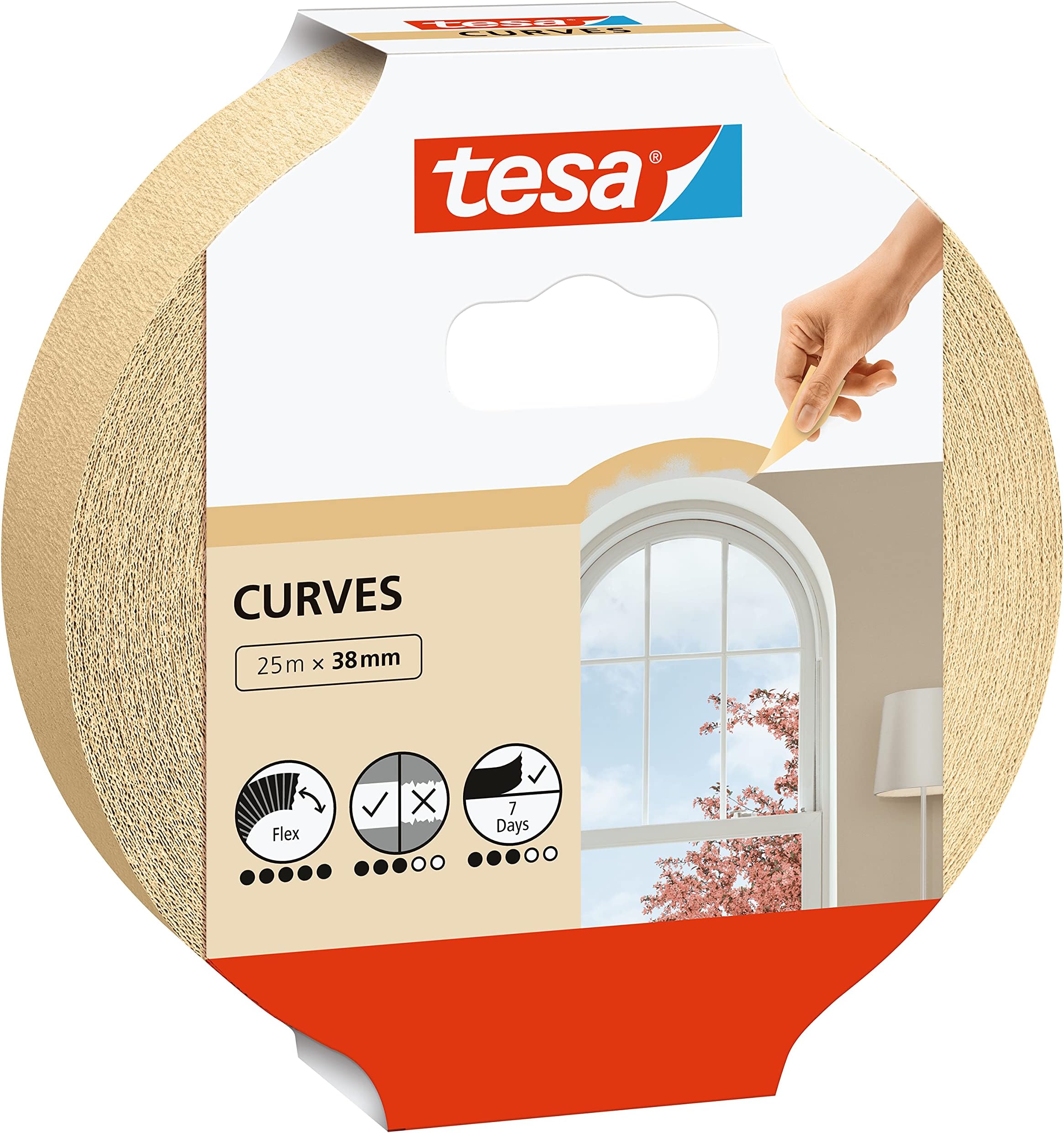 tesa Masking Tape Curves Curved Tape with Extra Strong Crepe for