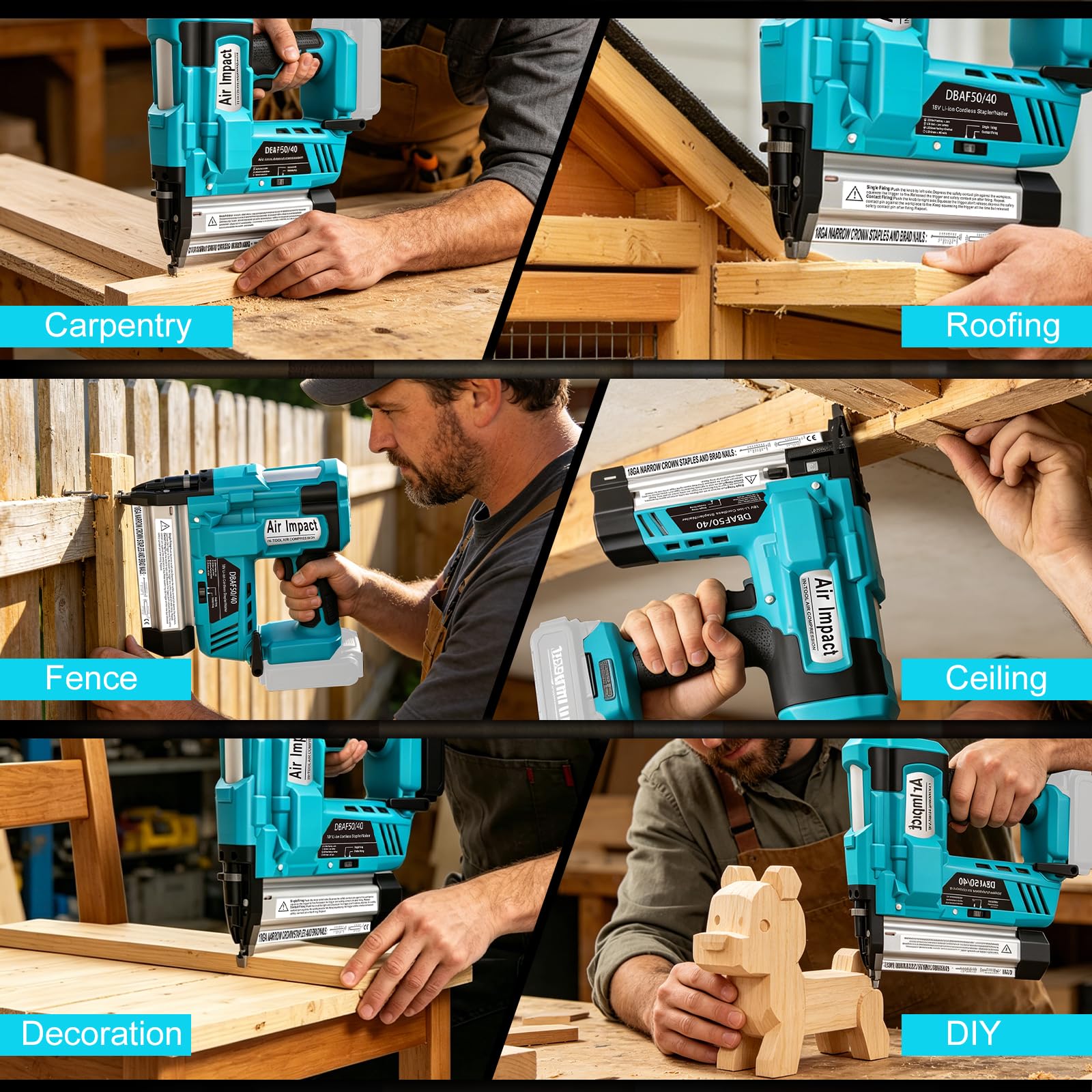 18GA 2-in-1 Nagler & Tackernagler, Cordless Brad Nailer für Makita 18V Akku (ohne Akku), Nageltiefe einstellbar, E für Sockelleisten & Möbelbau