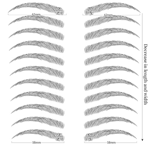 Miniatura 9 de Aresvns Cejas de tatuaje, 66 pares, calcomanías negras para tatuaje, cejas biónico realista, transferencia de cejas para mujeres, impermeable y de
