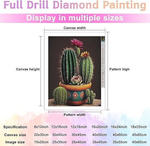 Miniatura 3 de Treff Juego de pintura de diamantes, planta en maceta de cactus 5d, pintura de serie de plantas, adecuada para el hogar, la oficina y la decoración