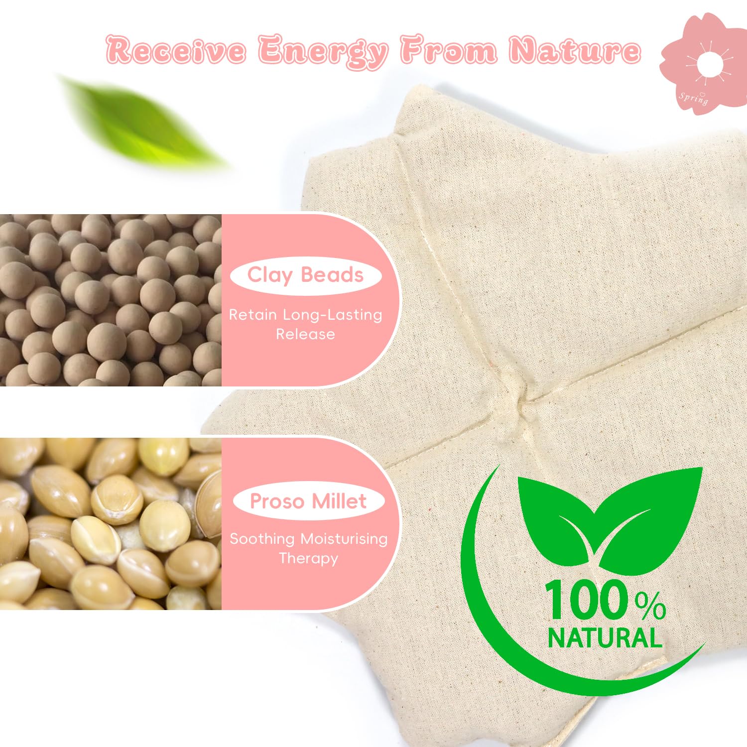 Almohadilla térmica para microondas para calambres menstruales, almohadilla térmica para microondas para mujeres y niños con paquete de calor húmedo para cuello y hombro, linda compresa suave y