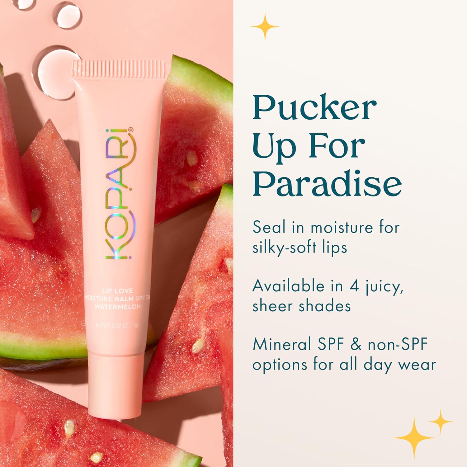 Kopari Lip Love Moisture Balm in Watermelon SPF 30, Tinted Mineral Lip Sunscreen with Ceramides & Squalane, Clean Vegan Hydrating Balm, 0.35 oz - Image 5