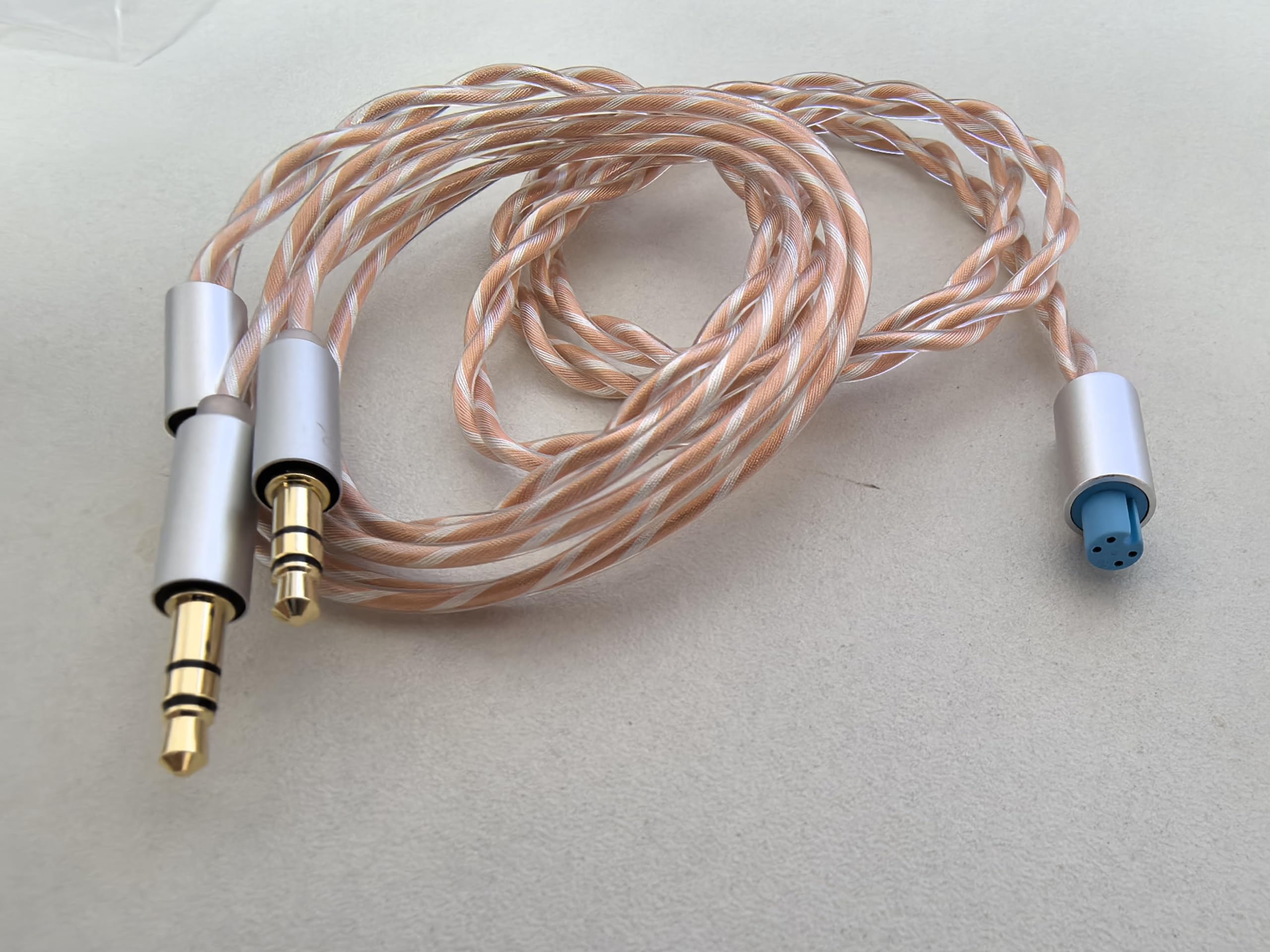 Bilanciato Cavo con Adattatore da 4.4mm,2.5mm,3.5mm per HIFIMAN HE400/HE400I/Sundara/Ananda/HE1000se/HE6se,DUALE 3.5mm 3 in 1 6N Copper Ricambio Aggiornamento Filo,Argento + Copper