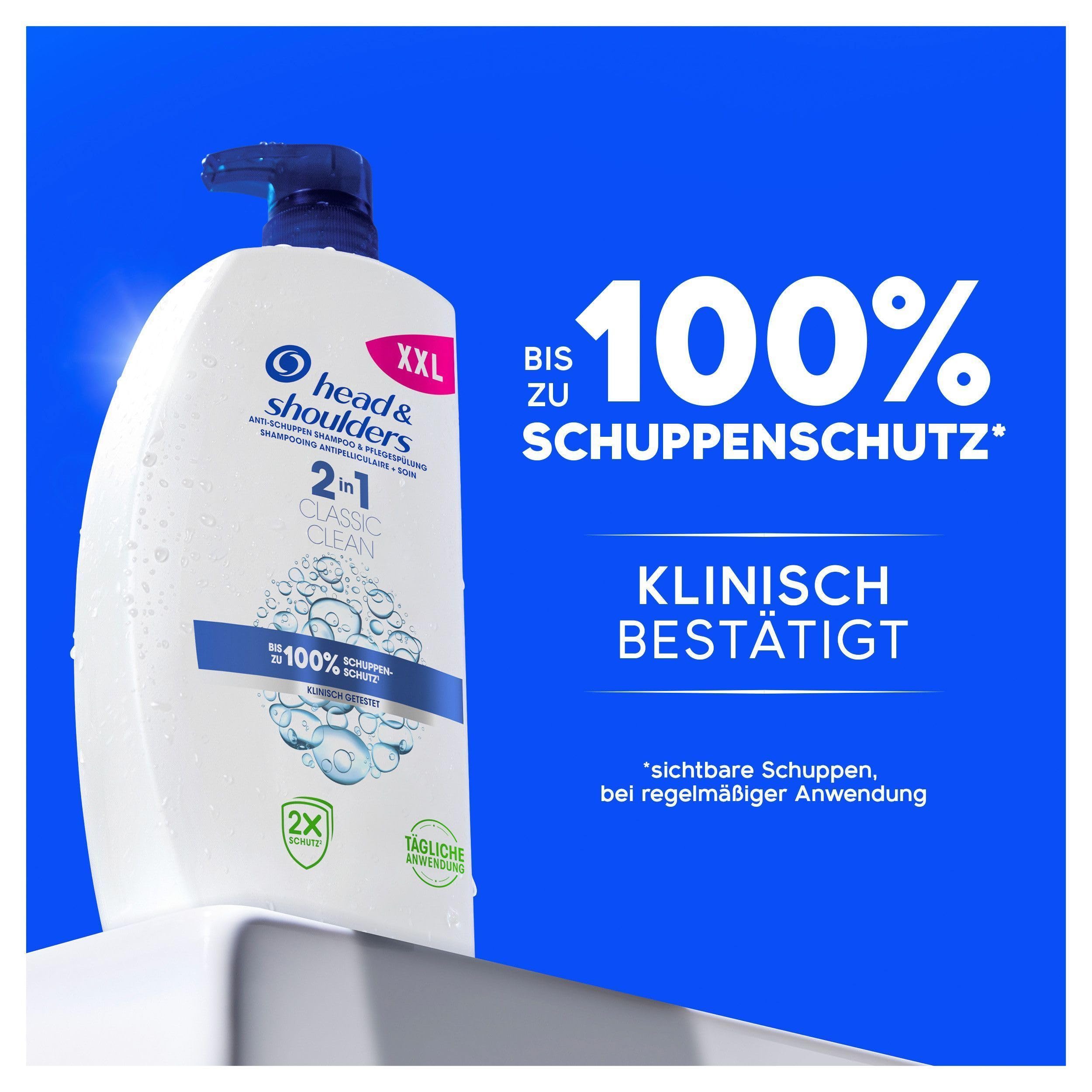 Head & Shoulders Antiforfora Shampoo e Balsamo 2in1 Classic Clean, Fino A 100% Protezione Dalla Forfora Per Cute E Capelli Grassi, Clinicamente Provato, Dermatologicamente Testato, 900ml