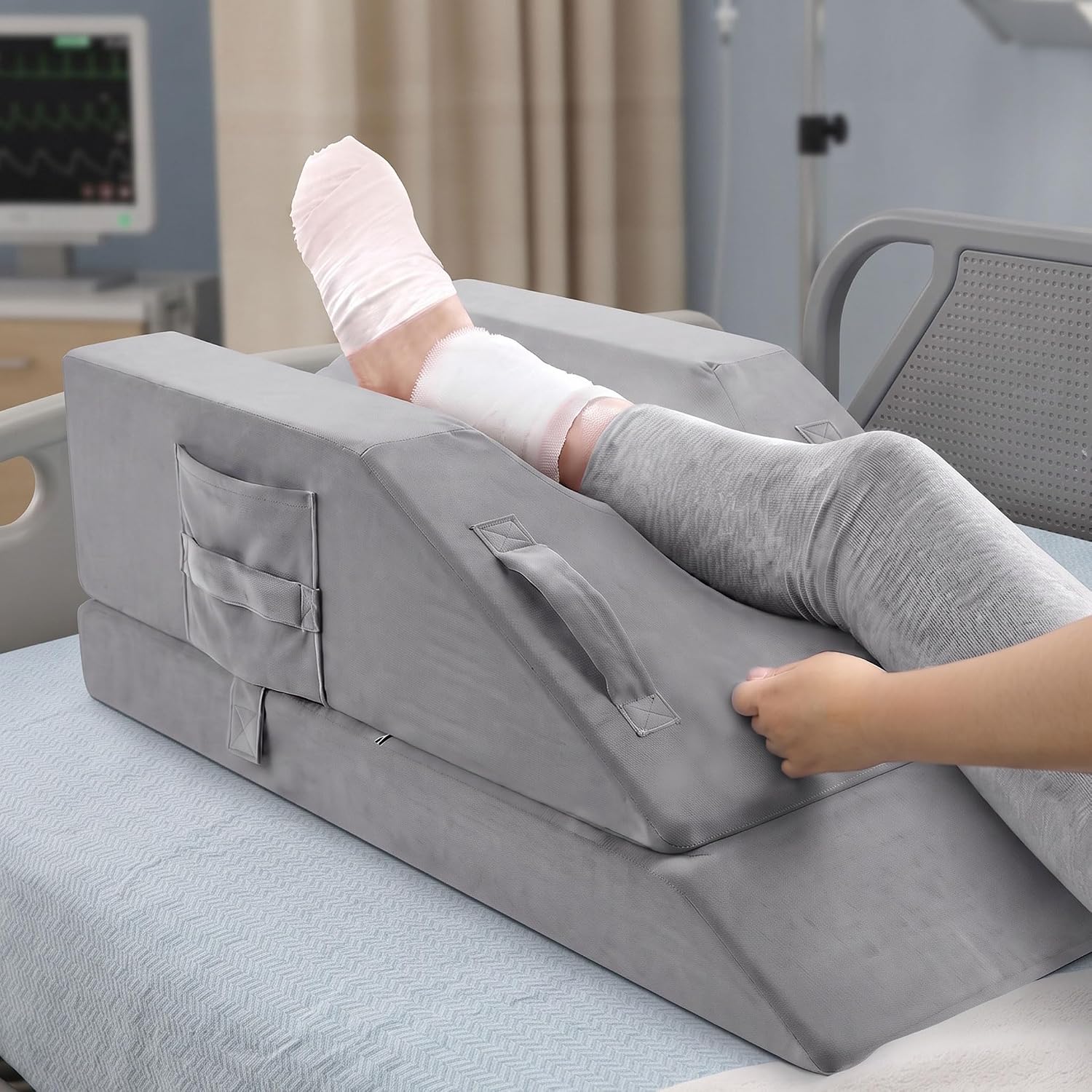 MYDAYS Leg Elevation Pillows for Swelling, Adjustable Leg Wedge Pillow for After Surgery, Memory Foam Elevated Leg Rest Cushion, Knee Elevation Pillow for Back Sleeping & Blood Circulation
