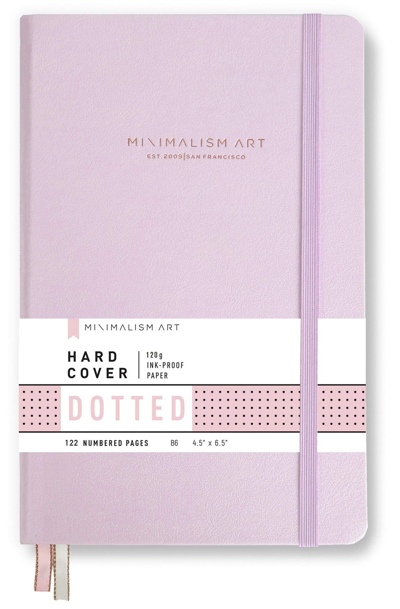 Minimalism Art, Premium Edition Notebook Journal, Pocket B6 4.5 x 6.5 inches, Dotted Grid Page, Hard Cover, 124 Numbered Pages, Gusseted Pocket, Ribbon Bookmark, Ink-Proof Paper 120gsm
