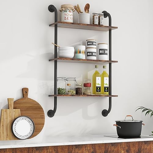 Miniatura 5 de Estantes flotantes de baño de 3 niveles de 24 pulgadas, estante de almacenamiento sobre el inodoro, estantes industriales, estantes flotantes para