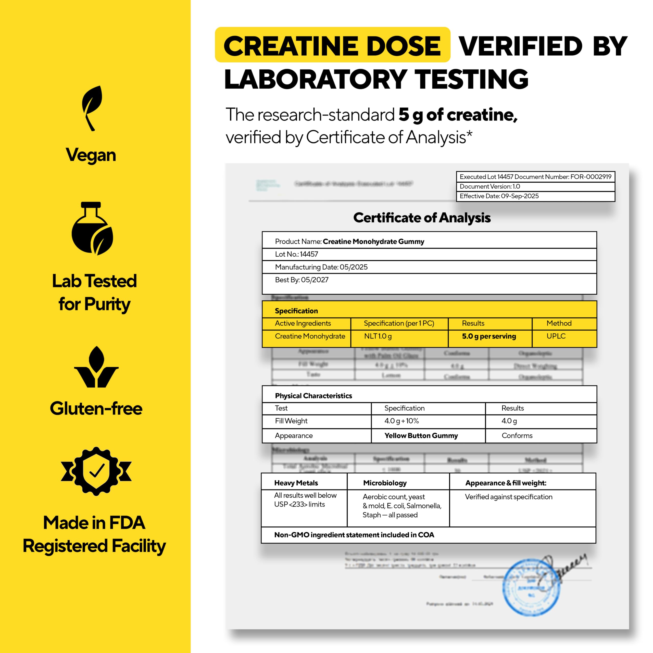 VitaUp Creatine Monohydrate Gummies for Men & Women - Monohydrate Creatine for Men 5000mg Per Serving - Supports Energy Levels, Training Endurance & Muscle Performance - 90 Gummies — Amazon image 3