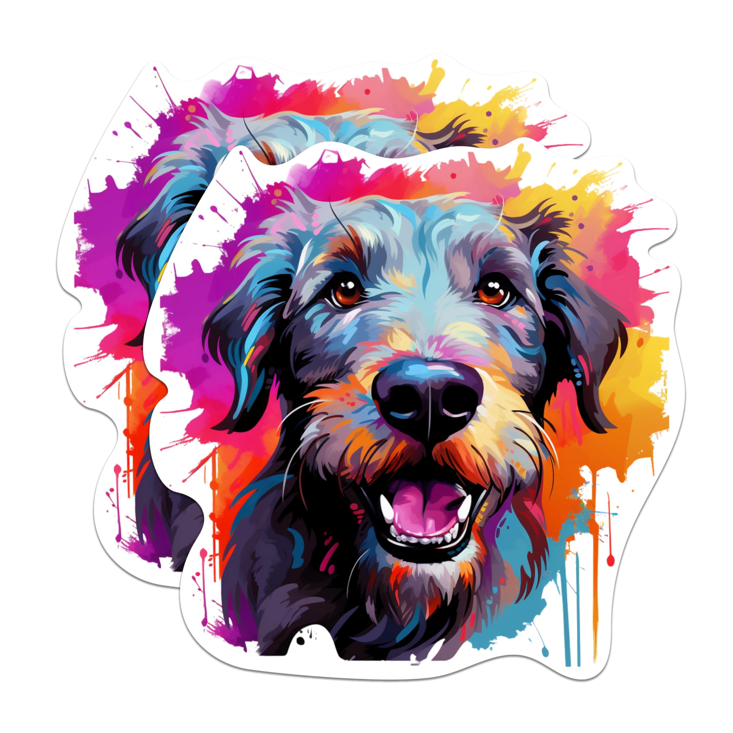 (2 Pack) Irish Wolfhound Dog Breed Stickers - 5 Inches On Longest Side - Choose from Over 100 Dog Breeds - for Cars, Trucks, Skateboards, Laptops - Made in USA - BMCS1880