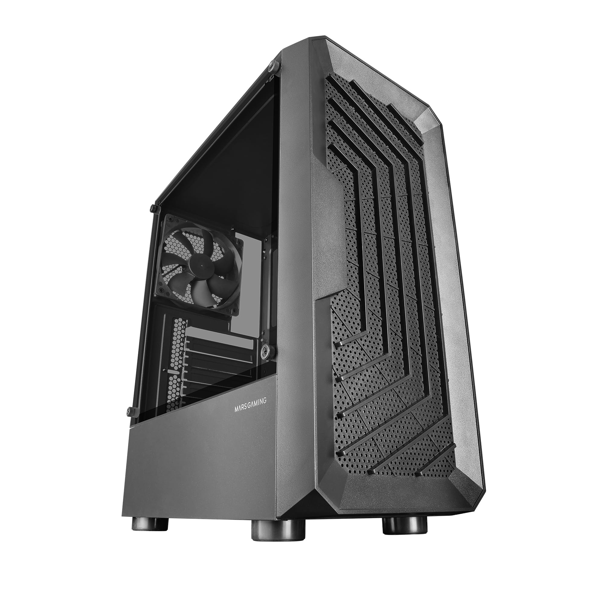 Mars Gaming MC-2000, ATX Semitower Case, Full Side Window, Front Mesh Design, 1x Ultra-quiet 120mm FDB Fan, Dual Chamber Design, Black