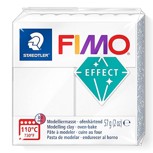 STAEDTLER 8010-014 FIMO Effect - Arcilla de modelado polimérica endurecedora para horno, color blanco translúcido (1 bloque de 2.01 oz)