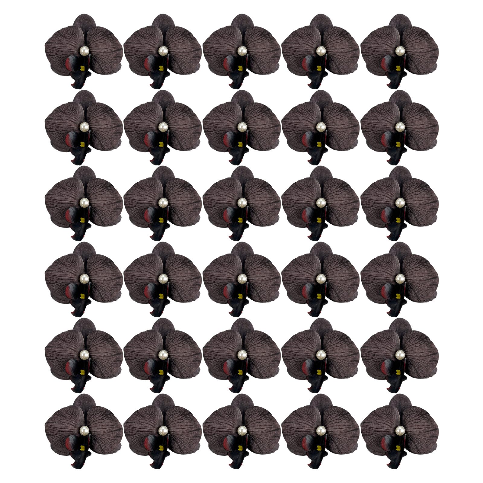Whoasyst Phalaenopsis Hair Clips 30Pcs Artificial Fabric Flower Decoration with Duckbill Clips for Home Party Decoration Headpieces Bridal
