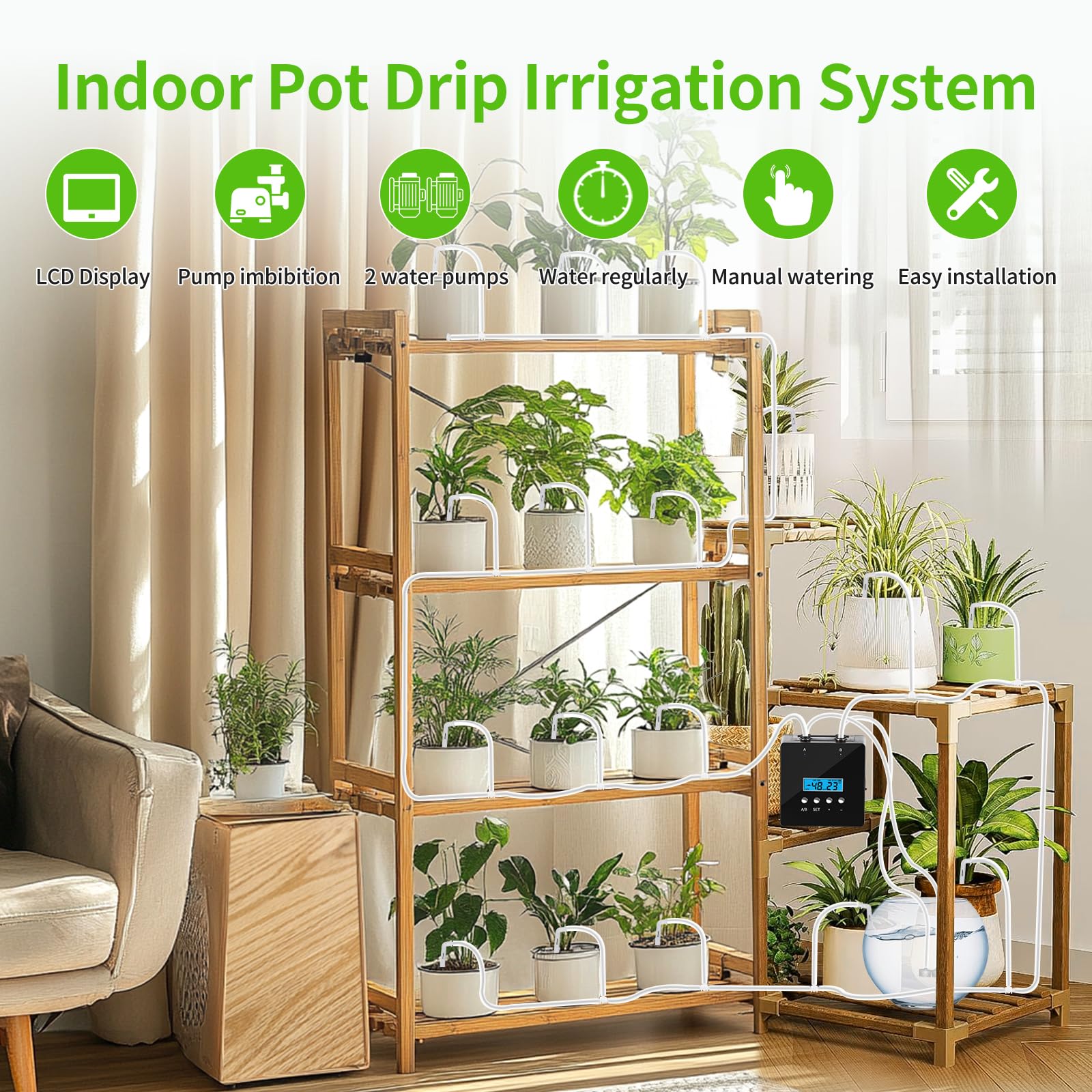 Dispositivi di irrigazione delle piante, 20 supporti per piante d'appartamento in vaso, dispositivi di irrigazione delle piante, kit di irrigazione a goccia automatica Timer programmabile