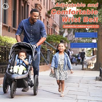 Toddler Leash for 2,3,4 Years Old Boys Girls, 2 Pack, Blue+Orange | Reflective Safety Walking Harness Wristband Leashes, Toddler Kids Harness Anti Lost Wrist Link with Magnetic Lock