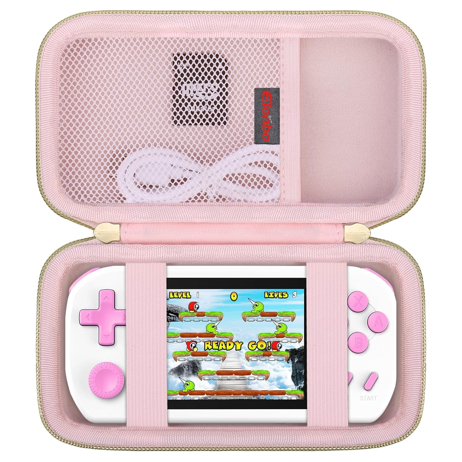 Elonbo Carrying Case for TEBIYOU/ WELLST·G/ TaddToy/ Beijue/ FAMILY POCKET/ CCTU/ X-JOYKIDS/ GREENCREEK/ Beico/ KAVOYI/ GuaiyeyeAP Handheld Game Console, Portable Electronic Gaming Player Bag, Green