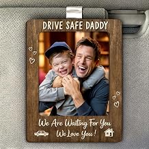 Drive Safe Daddy Gift for Dad from Daughter Son Car Visor Photo Holder, Dad Birthday Gifts, Fathers Day Picture Frame Keepsake, We Love You Daddy Car Accessory