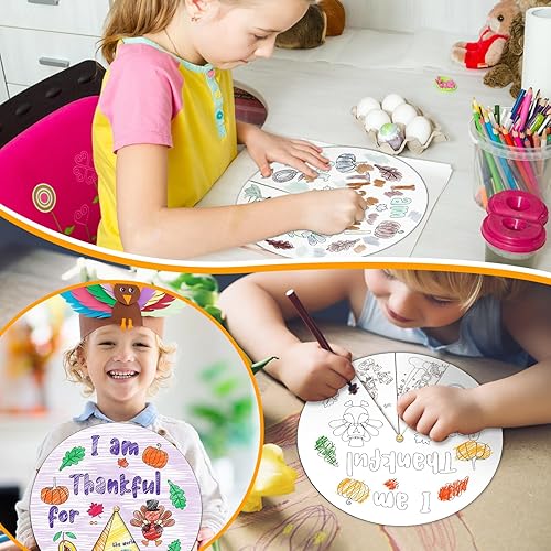 Miniatura 5 de Jinei Juego de 12 juegos de manualidades de Acción de Gracias para niños, colorea tu propio kit de manualidades con texto en inglés "I Am Thankful