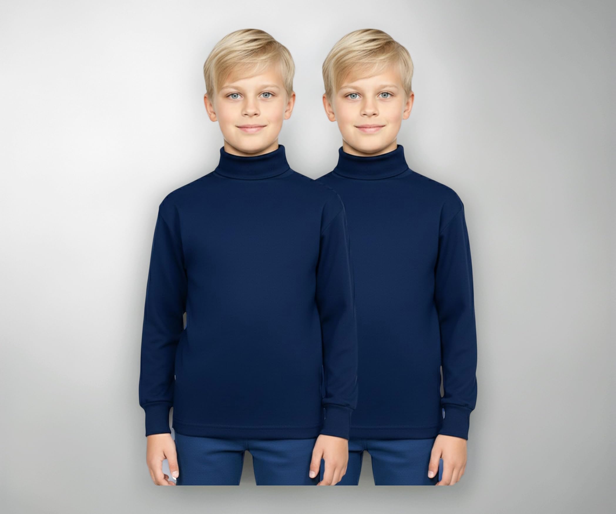 Lux Cott's Wool Boys High-Neck Full Sleeves Thermal Top | High Neck Thermal Top for Boys | Pack of 2