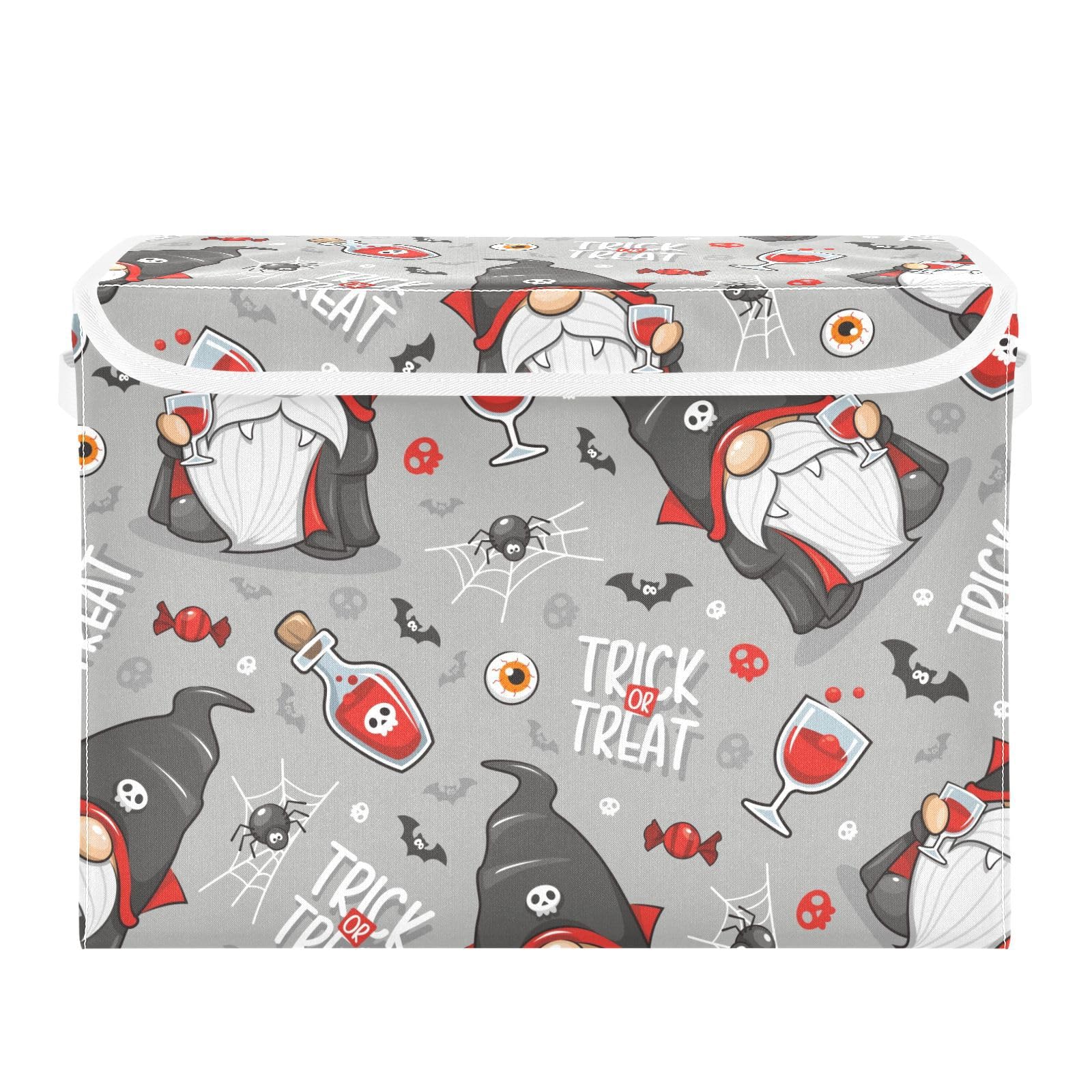 Mnsruu Foldable Storage Boxes with Lid Halloween Traditional Gnome Tomte Collapsible Storage Bins Clothing Storage Organiser Basket for Toy Closet Bedroom Home