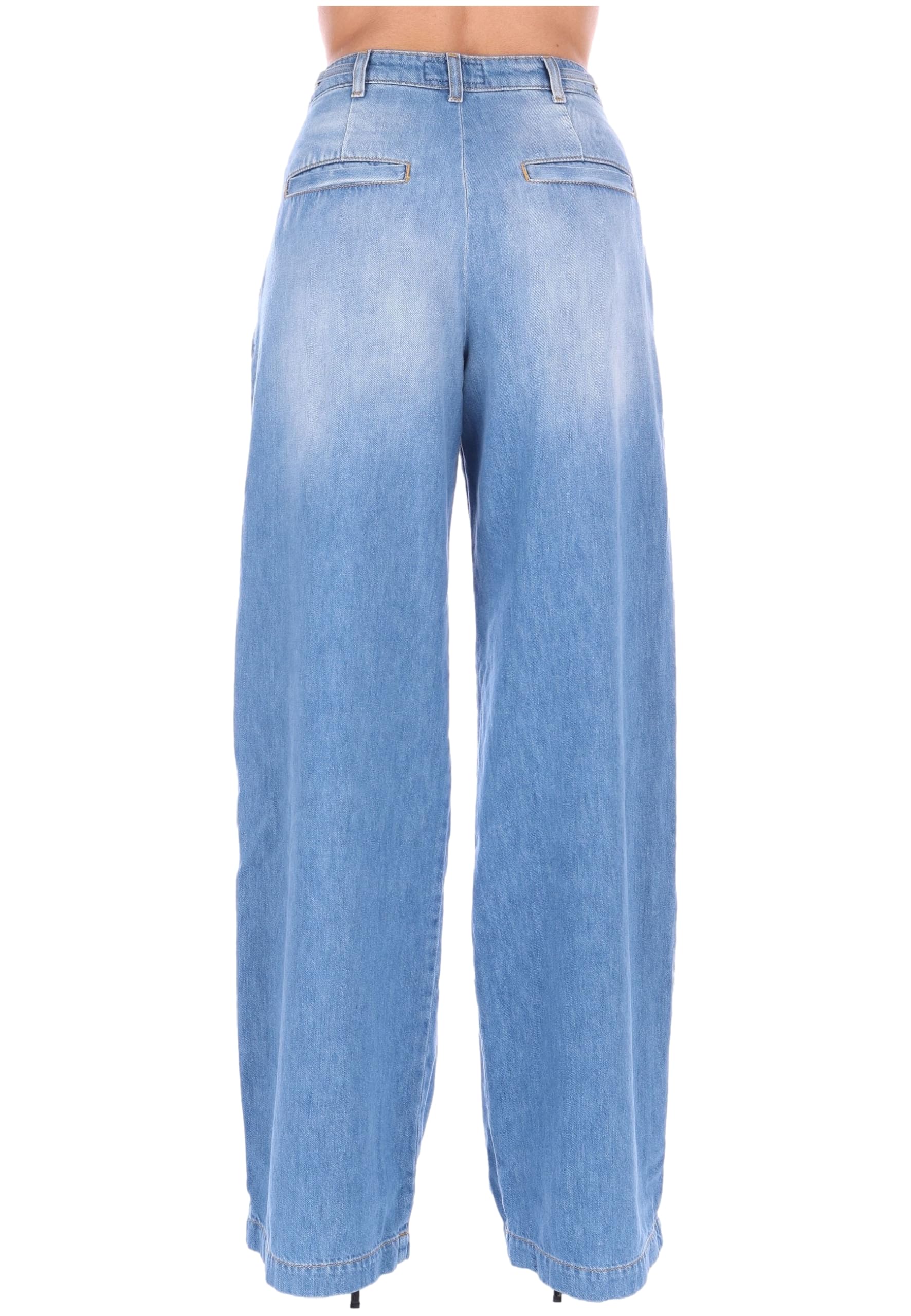GAELLE PARIS Pantalón Vaquero Palazzo Pinzas Color Azul (FR/ES, Medida de la Cintura, 28, Regular, Regular, Azul)