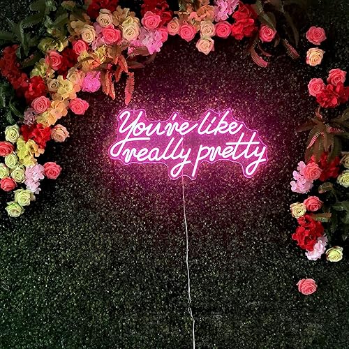 Miniatura 8 de Letrero de luces de neón con texto en inglés You are Like Really Pretty para decoración de pared, tienda, salón, casa, bar. Luces regulables grandes