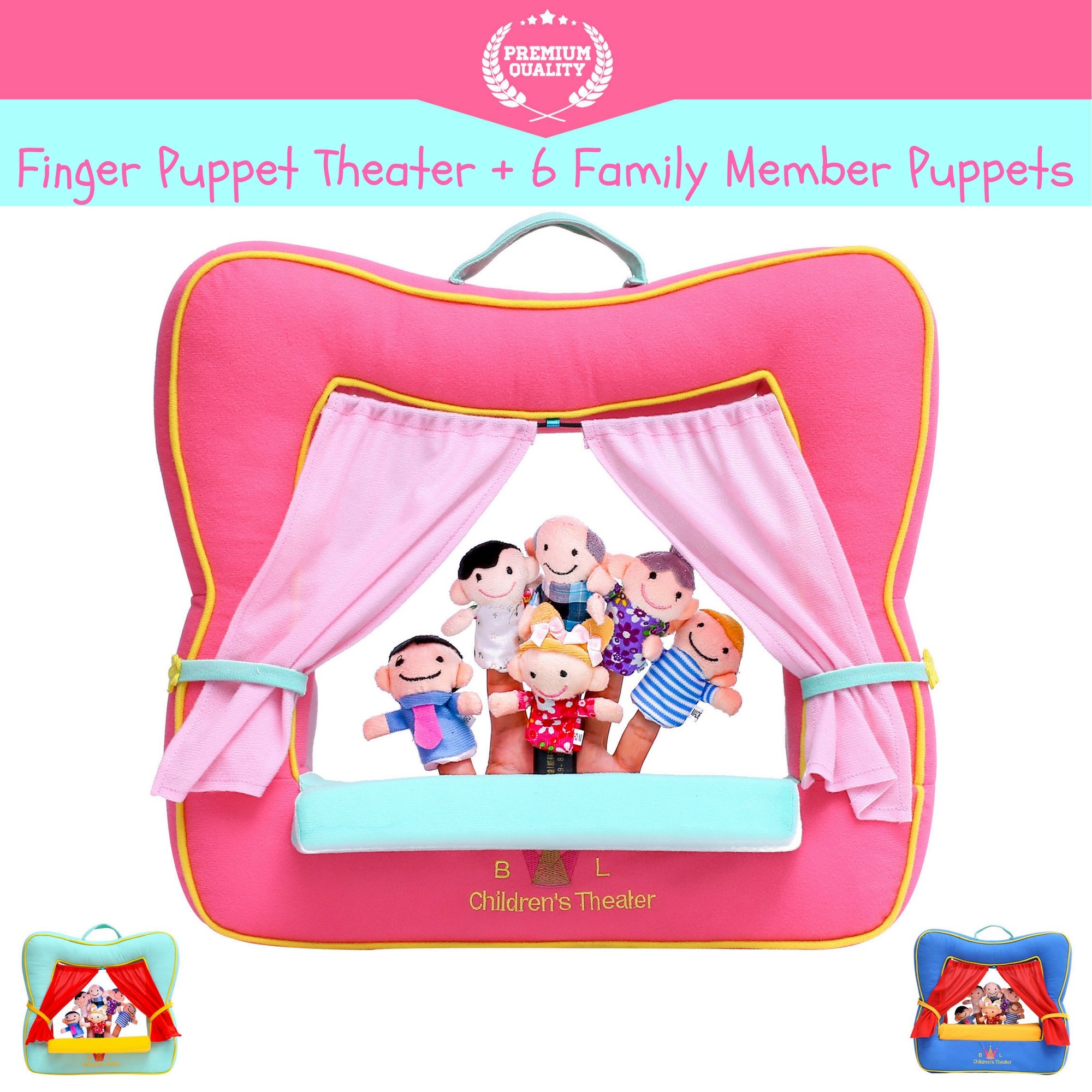 BETTERLINE Finger Puppet Theater Stage by Better Line Set Includes 6