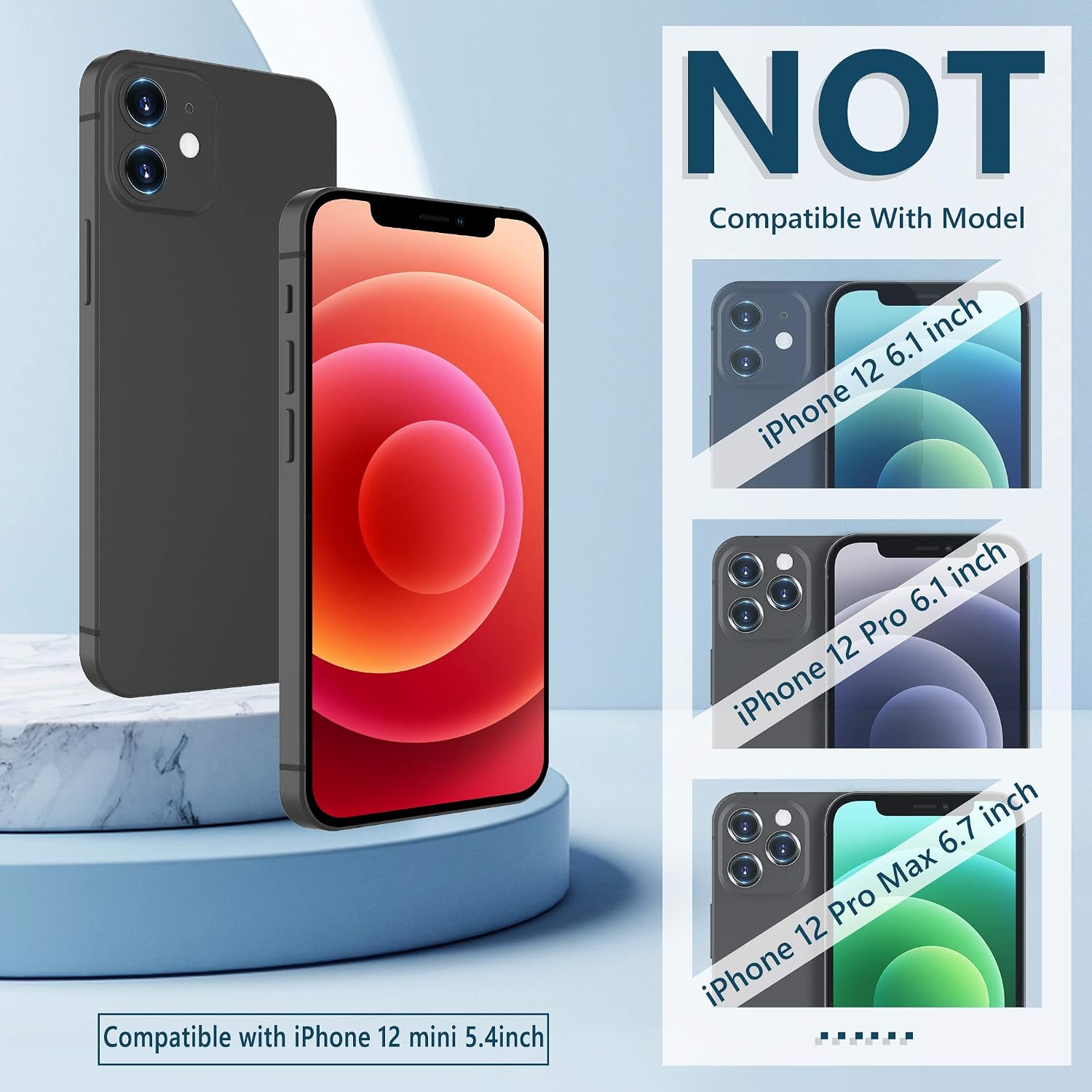 [2+2+1 Pack] UniqueMe Compatible with iPhone 12 Mini(5.4 inch),Screen Protector + Camera Lens Protector + Back Screen Protector Tempered Glass HD Clear [Installation Frame][Precise cutout]Bubble Free