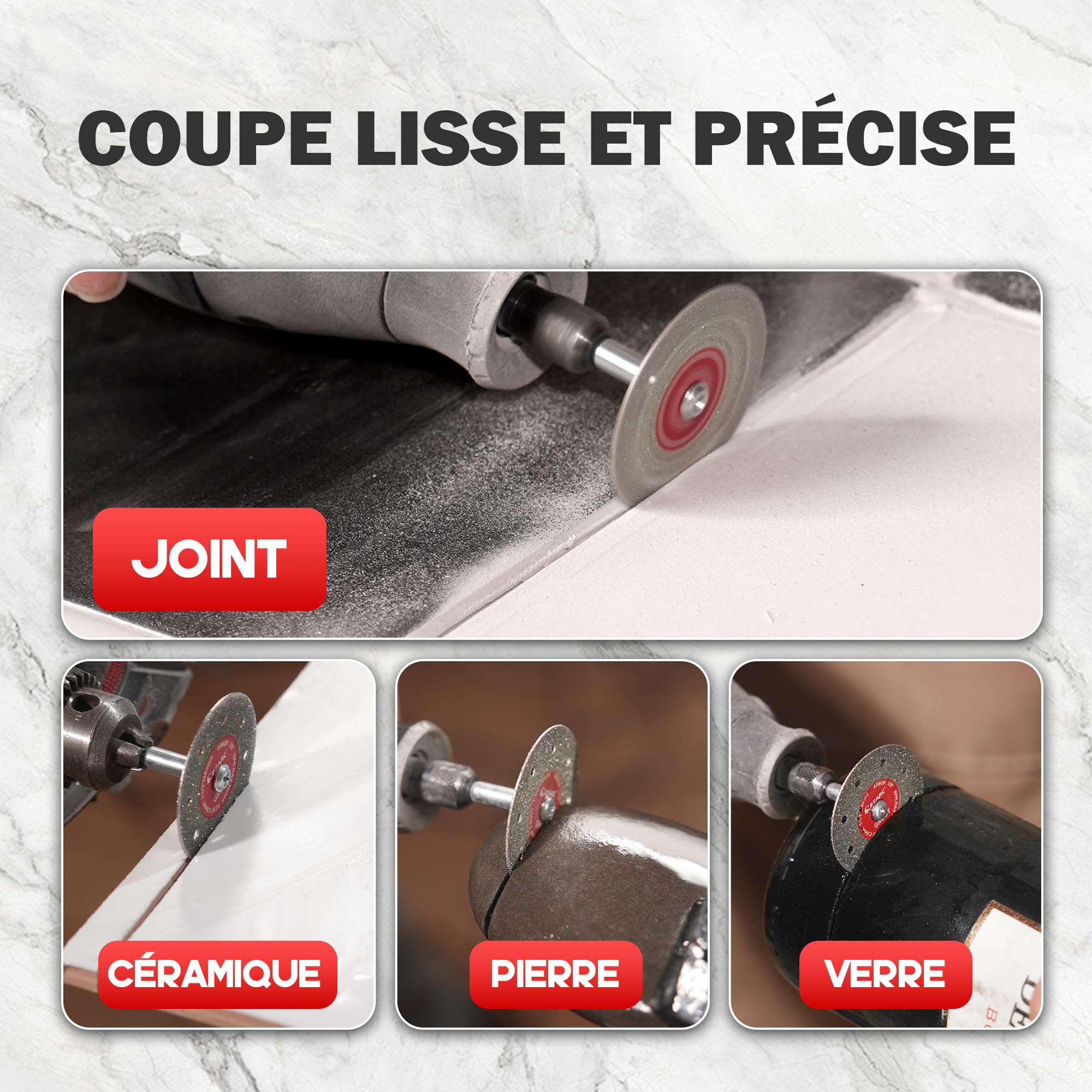 EZARC Lot de 10 disques à tronçonner 38 mm pour outils rotatifs marbre verre porcelaine