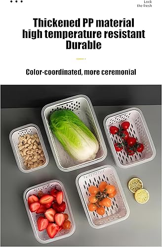 Miniatura 6 de Contenedores de almacenamiento de frutas y verduras para refrigerador, 6 piezas3 juegos de contenedores para mantener frescos y conservadores de