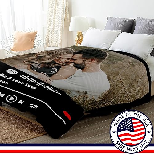 Miniatura 4 de Manta personalizada con fotos personalizadas para el día siguiente, manta personalizada de Spotify, regalos divertidos de Navidad personalizados