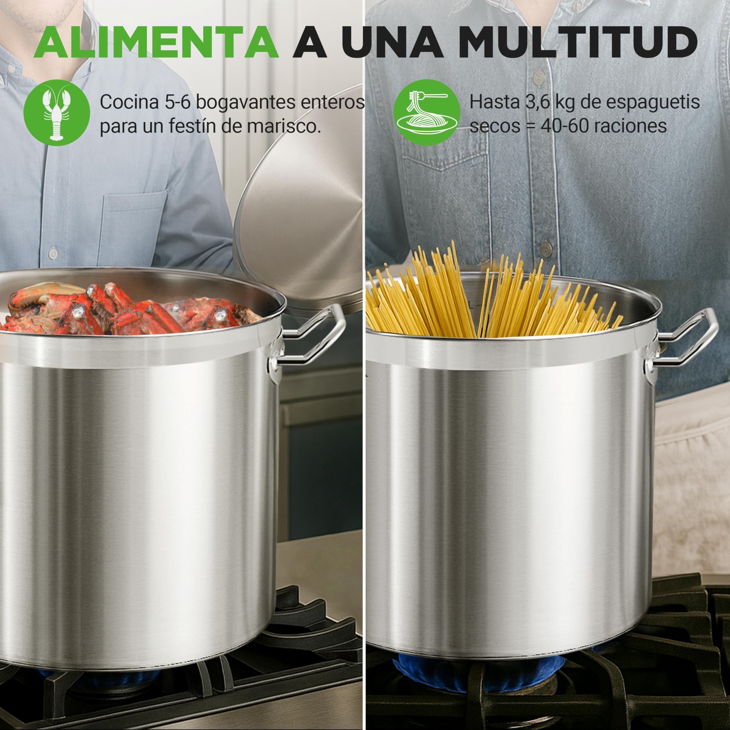 Nutrichef Olla acero inoxidable 18/8, Con tapa, Grande y resistente, Para sopas y guisos, Apta para induccion