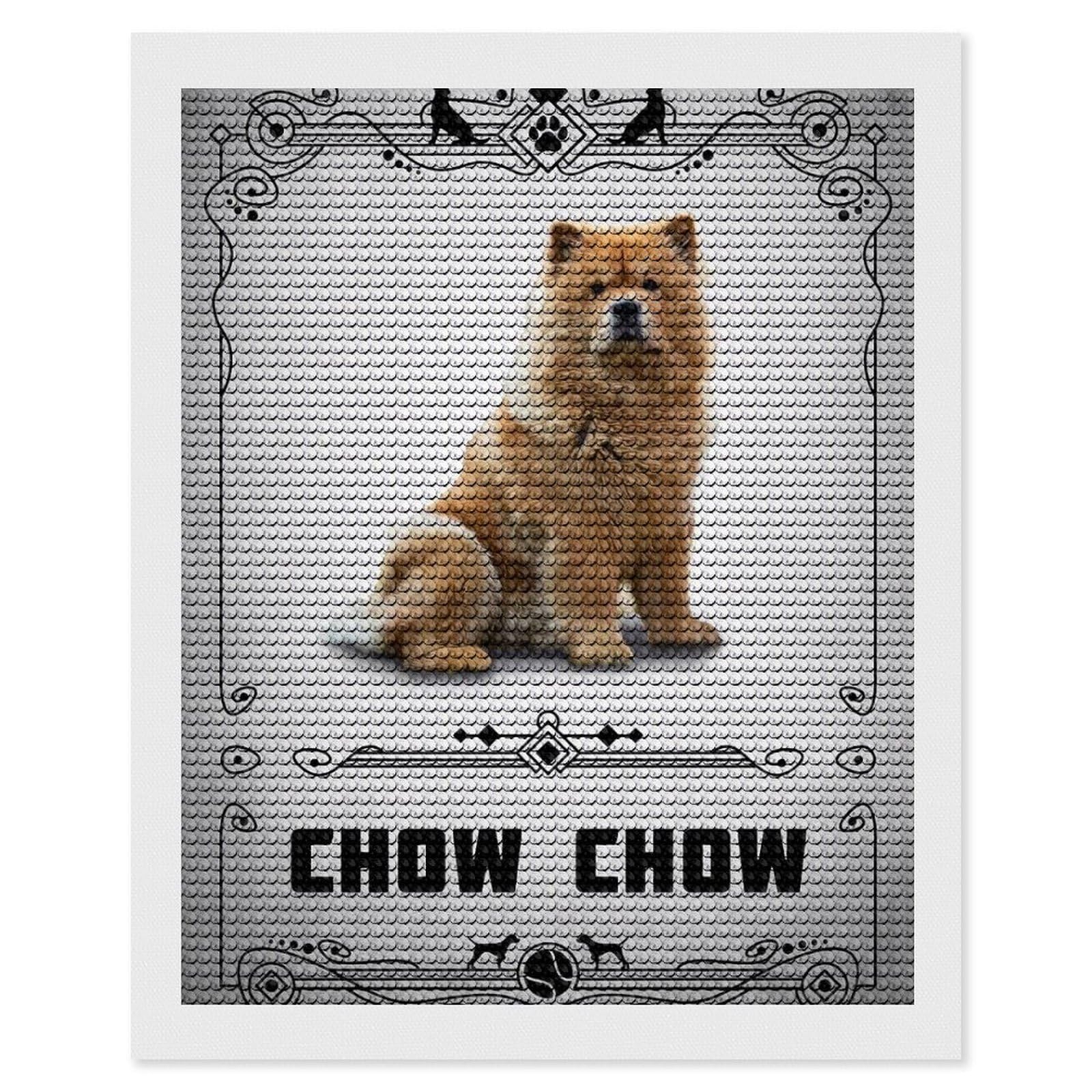 Junmoney Chow Chow Round Drill Diamond Painting 16"x20", for Women, Relaxing DIY Hobby, Bedroom Decor, Christmas Gift, Adhesive Canvas