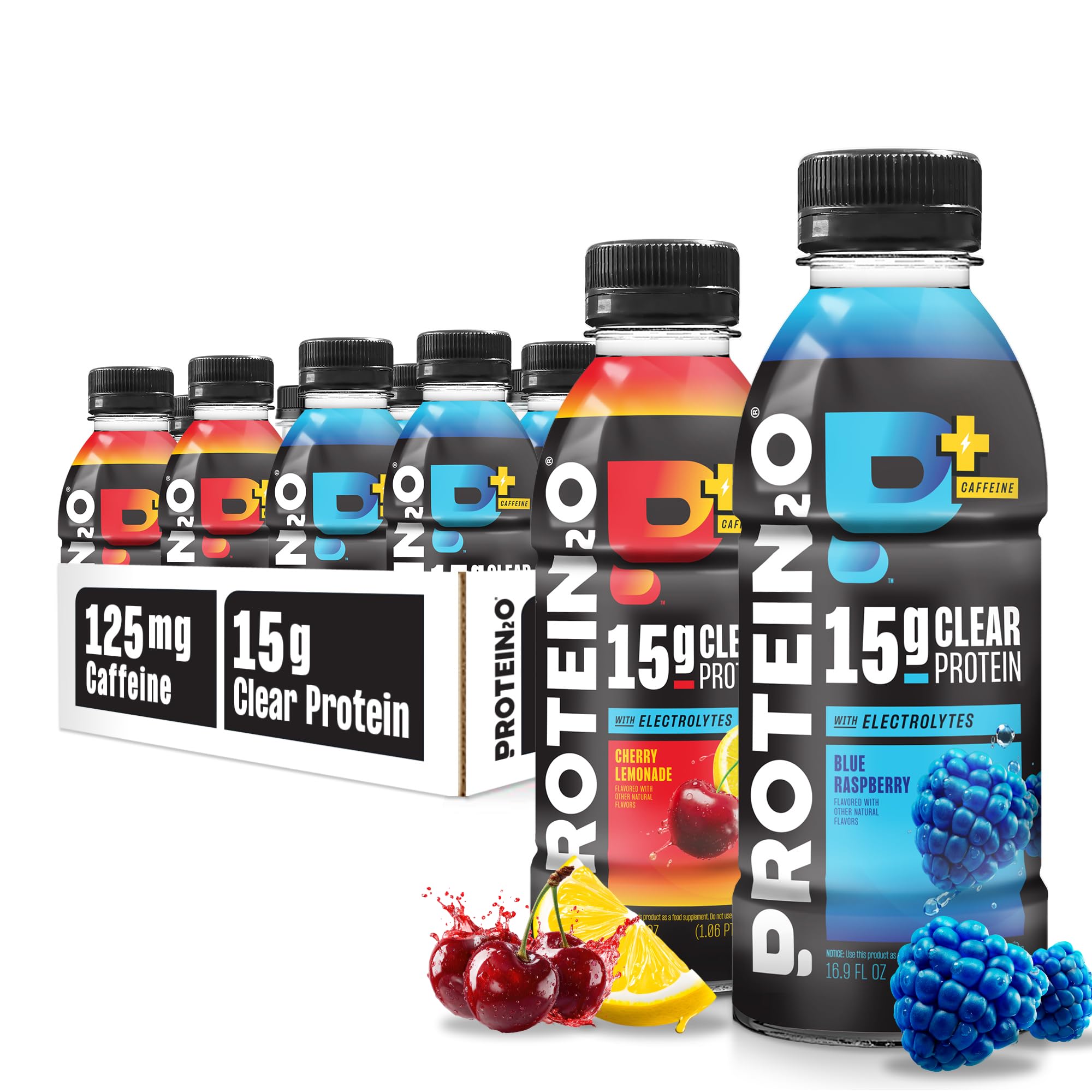 15g Whey Protein Isolate Hydration Drink Plus Energy & Focus, 350mg of Electrolytes, Vitamins B5 & B6, Sugar Free, Energy Variety Pack, 16.9 oz Bottle (Pack of 12)