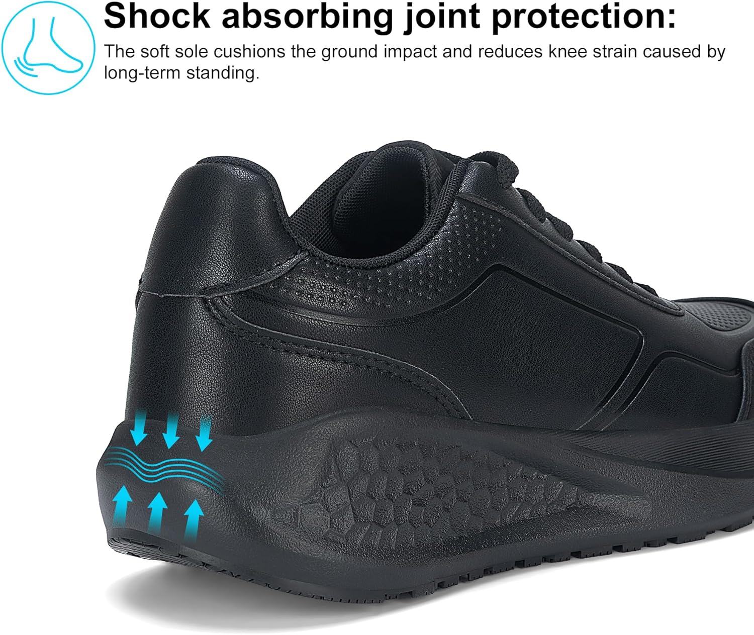 Women's Slip Resistant Work Shoes Non Slip Waterproof Walking Shoes for Restaurant Kitchen Nurse - Comfortable Memory Foam Sneakers for Waitress Chef Hospital Food Service (Black)